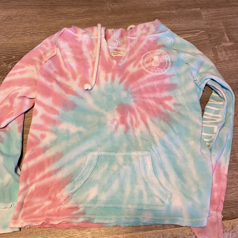 pink and blue tie-dye Fort Lauderdale hoodie